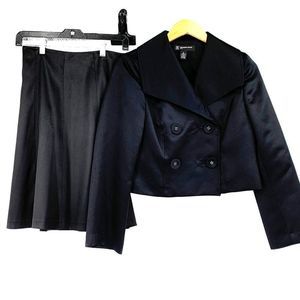 INC International Concepts Black Satin Skirt Suit 6P Petite 2187 Blazer